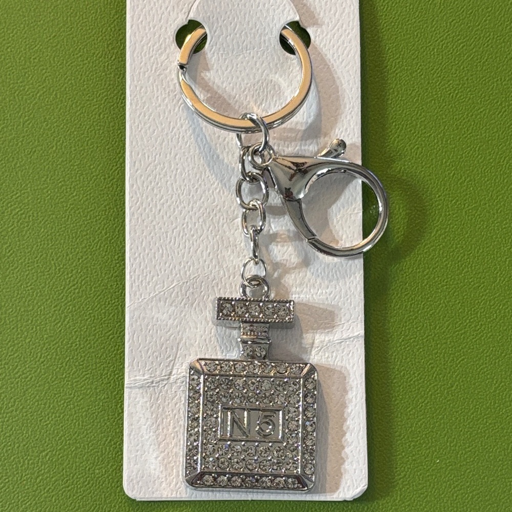Silver Perfume Bottle Keychain/Bag Charm